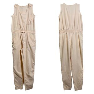 Vintage 90s Utility Jumpsuit Size Medium Sleeveless Drawstring Casual